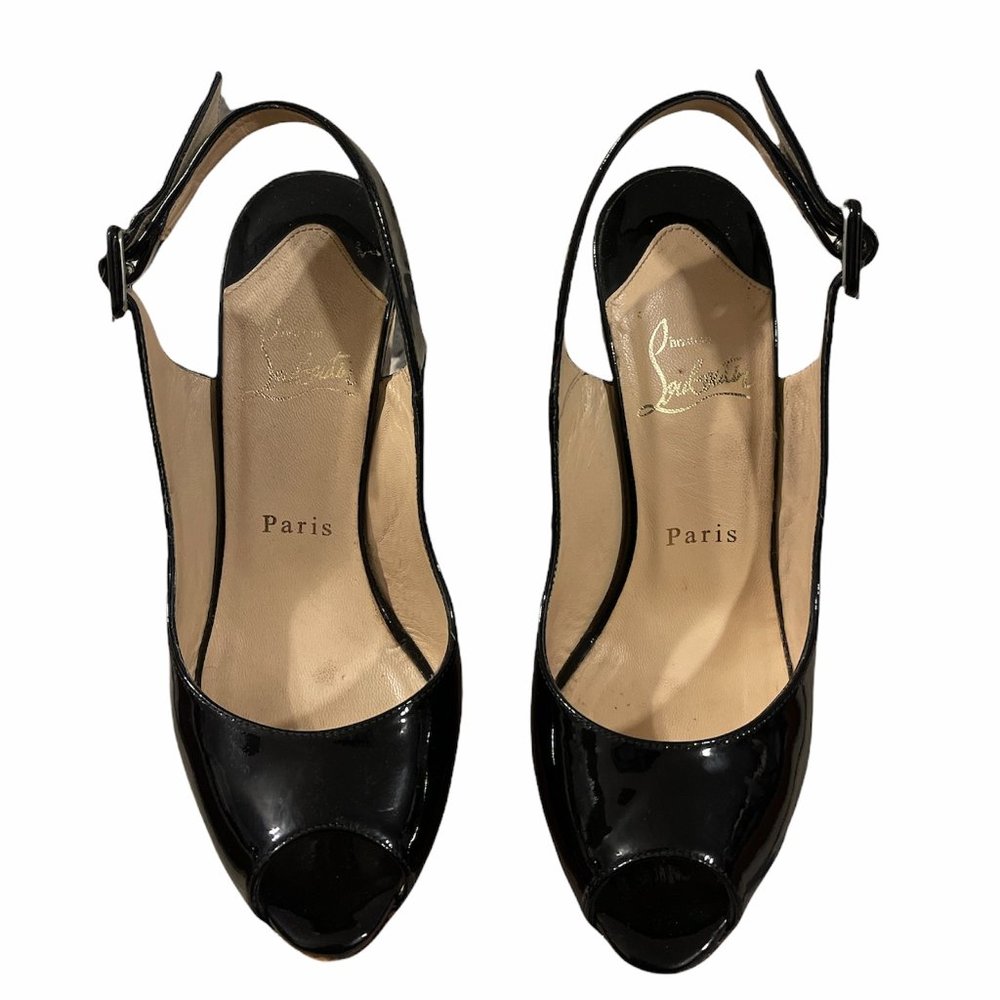 Used Authentic Black Patent Christian Louboutin Wedge Heels Size 36/6